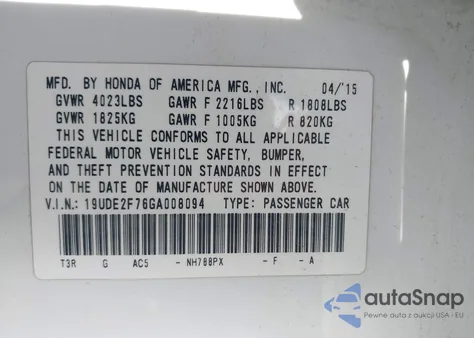 2016 Acura Ilx Premium Package/Technology Plus Package z USA, uszkodzony, nr VIN 19UDE2F76GA008094